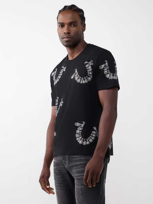 SS WARPED LOGO CRYSTAL TEE